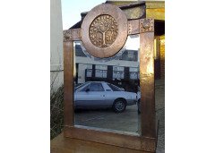 An Arts & Crafts copper mirror with blue Ruskin jewels - Thumbnail 1
