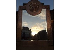 An Arts & Crafts copper mirror with blue Ruskin jewels - Thumbnail 2