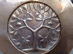 An Arts & Crafts copper mirror with blue Ruskin jewels - Thumbnail 7