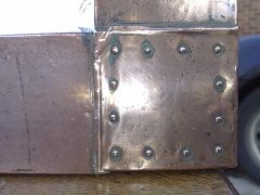 An Arts & Crafts copper mirror with blue Ruskin jewels - Thumbnail 12