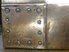 An Arts & Crafts copper mirror with blue Ruskin jewels - Thumbnail 13