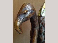 Alberic Collin a Bronze Lamp Modelled as a Flamingo & Tiffany Style Lead Glass - Thumbnail 6