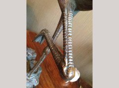 Alberic Collin a Bronze Lamp Modelled as a Flamingo & Tiffany Style Lead Glass - Thumbnail 8