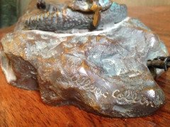 Alberic Collin a Bronze Lamp Modelled as a Flamingo & Tiffany Style Lead Glass - Thumbnail 9
