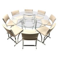 Richard Young Merrow Associates a Chrome Dining Table & Set of 8, 160z Chairs