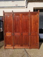 A. W. N. Pugin. Gothic Revival Four-Door Pitch Pine Wardrobe with Linenfold Panels - Thumbnail 3