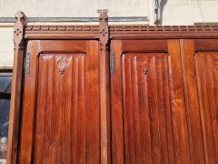 A. W. N. Pugin. Gothic Revival Four-Door Pitch Pine Wardrobe with Linenfold Panels - Thumbnail 9