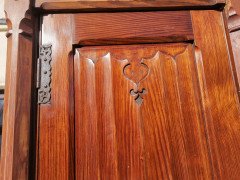 A. W. N. Pugin. Gothic Revival Four-Door Pitch Pine Wardrobe with Linenfold Panels - Thumbnail 10