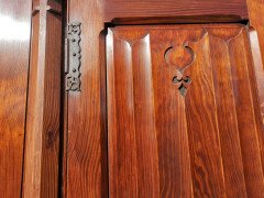 A. W. N. Pugin. Gothic Revival Four-Door Pitch Pine Wardrobe with Linenfold Panels - Thumbnail 11
