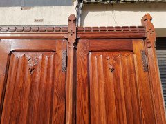 A. W. N. Pugin. Gothic Revival Four-Door Pitch Pine Wardrobe with Linenfold Panels - Thumbnail 12