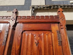 A. W. N. Pugin. Gothic Revival Four-Door Pitch Pine Wardrobe with Linenfold Panels - Thumbnail 13