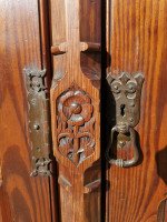 A. W. N. Pugin. Gothic Revival Four-Door Pitch Pine Wardrobe with Linenfold Panels - Thumbnail 17