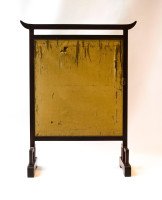 E. W. Godwin. An Anglo-Japanese Mahogany Fire Screen with Original Silk Country Scene - Thumbnail 6