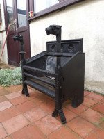 Hart Son & Peard, English Aesthetic Movement Fire Grate with Dog Head Finials - Thumbnail 2