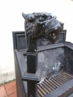 Hart Son & Peard, English Aesthetic Movement Fire Grate with Dog Head Finials - Thumbnail 5