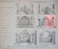 Hart Son & Peard, English Aesthetic Movement Fire Grate with Dog Head Finials - Thumbnail 19