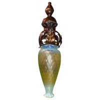 Arts & Crafts Copper Pendant Retaining the Original Vaseline/Uranium Shade