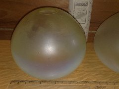 Arts & Crafts c.1900 Pair of Vaseline Uranium Glass Dome Shades - Thumbnail 4