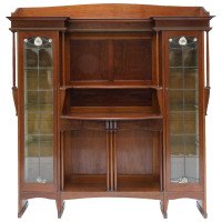 Liberty & Co., a Mahogany Display Cabinet with Floral Mother of Pearl Decoration