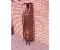 Secessionist Style Walnut Corner Display Cabinet with Stylised Brass Handles - Thumbnail 2
