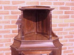 Secessionist Style Walnut Corner Display Cabinet with Stylised Brass Handles - Thumbnail 3