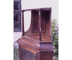 Secessionist Style Walnut Corner Display Cabinet with Stylised Brass Handles - Thumbnail 5