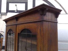 Arts & Crafts Oak Bookcase with Teardrop Stain Glass, Drawers & Lower Cupboard - Thumbnail 3