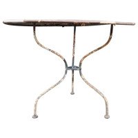 French Art Deco Iron Cafã© or Bistro Circular Dining Table with Perforated Top