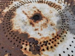French Art Deco Iron Cafã© or Bistro Circular Dining Table with Perforated Top - Thumbnail 9