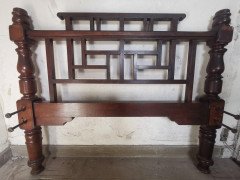 E. W. Godwin Style Rare Anglo-Japanese Walnut Double Bed with Lattice Work Details - Thumbnail 5