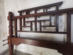 E. W. Godwin Style Rare Anglo-Japanese Walnut Double Bed with Lattice Work Details - Thumbnail 6
