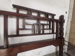 E. W. Godwin Style Rare Anglo-Japanese Walnut Double Bed with Lattice Work Details - Thumbnail 7