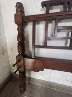 E. W. Godwin Style Rare Anglo-Japanese Walnut Double Bed with Lattice Work Details - Thumbnail 9
