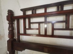E. W. Godwin Style Rare Anglo-Japanese Walnut Double Bed with Lattice Work Details - Thumbnail 12