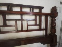 E. W. Godwin Style Rare Anglo-Japanese Walnut Double Bed with Lattice Work Details - Thumbnail 13