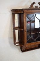 Edwards & Roberts, Queen Anne Revival Swan Neck Inlaid Mahogany Wall Cabinet - Thumbnail 3
