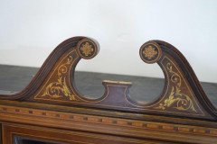 Edwards & Roberts, Queen Anne Revival Swan Neck Inlaid Mahogany Wall Cabinet - Thumbnail 4