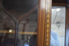 Edwards & Roberts, Queen Anne Revival Swan Neck Inlaid Mahogany Wall Cabinet - Thumbnail 5