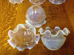 A Set of Six Arts & Crafts Vaseline/Uranium Glass Shades with pleated details - Thumbnail 6