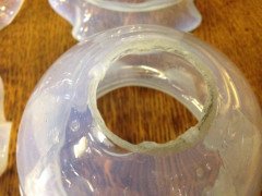 A Set of Six Arts & Crafts Vaseline/Uranium Glass Shades with pleated details - Thumbnail 8