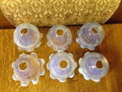 A Set of Six Arts & Crafts Vaseline/Uranium Glass Shades with pleated details - Thumbnail 3