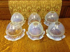 A Set of Six Arts & Crafts Vaseline/Uranium Glass Shades with pleated details - Thumbnail 4