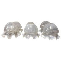 A Set of Six Arts & Crafts Vaseline/Uranium Glass Shades with pleated details - Thumbnail 1