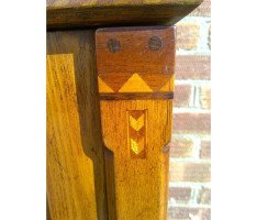 Charles Bevan, In the style of, Gothic Revival Oak Bedside Cabinet with Inlay - Thumbnail 6