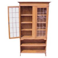 Waring & Gillows Attributed, Arts & Crafts Oak Bookcase with Ebony & Fruitwood Inlays