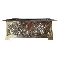Margaret Gilmour Attributed, a Glasgow School Brass Planter with Stylised Roses