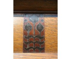 Gillow & Co., Arts & Crafts Oak Treble Wardrobe with Ebony Floral Inlays - Thumbnail 4