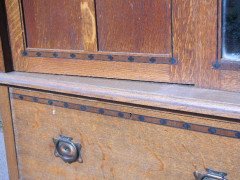 Gillow & Co., Arts & Crafts Oak Treble Wardrobe with Ebony Floral Inlays - Thumbnail 6