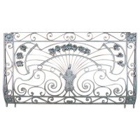 Victor Horta, Style of. An Art Nouveau Hand Wrought Iron Floral Balcony Railing - Thumbnail 1