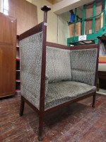 Walter Cave, Arts & Crafts Oak Settee with Voysey Style Uprights - Thumbnail 2